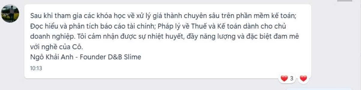 Đánh giá của anh Ngô Khải Anh — Founder D&B Slime về khóa học của Trần Kim Lý